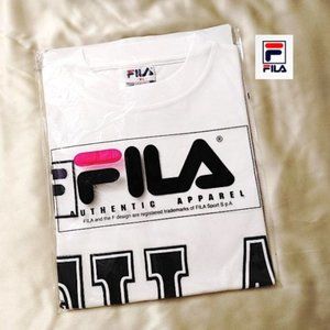 FILA Mens White Cotton T-Shirt Crew Neck S-Sleeve